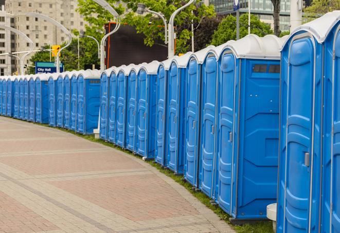 Seasonal porta potty units set up at a Maumelle, Arkansas venue